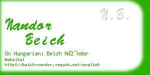 nandor beich business card